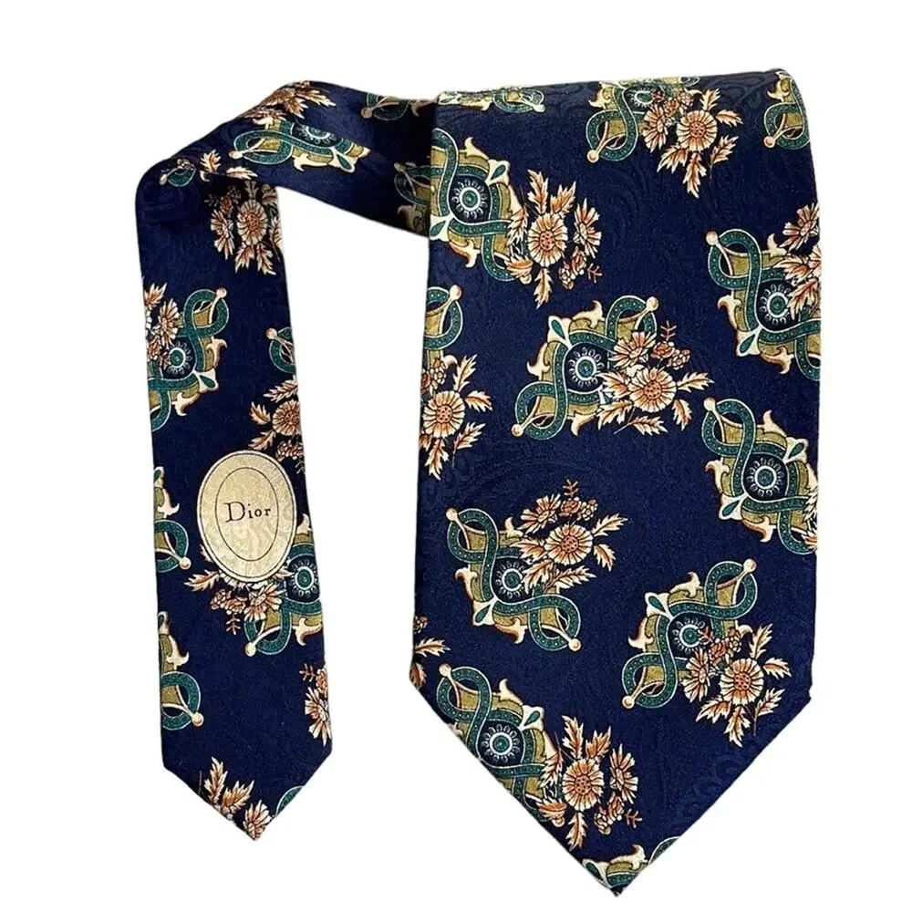 Christian‎ Dior Floral Paisley Silk Necktie